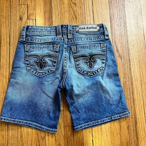 Rock Revival Jodie Bermuda Shorts Womens 27 Blue Jean Embellished Pockets